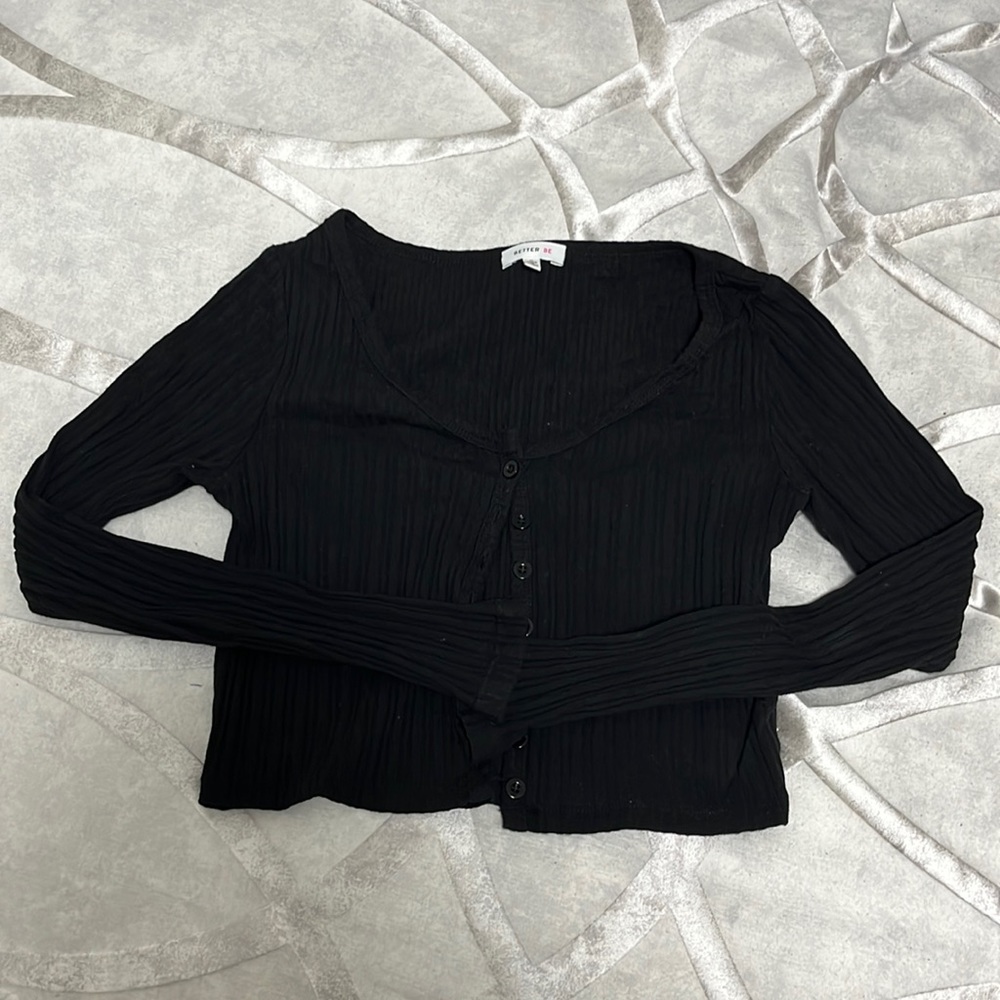 Black Ribbed Long Sleeve / Cardigan